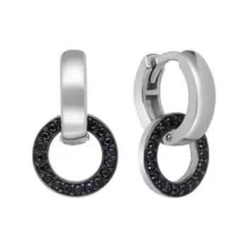 Серебряные серьги-трансформеры с черными фианитами