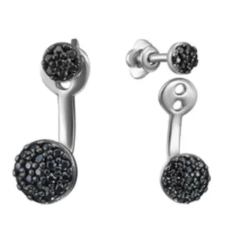 Серебряные серьги-трансформеры с фианитами