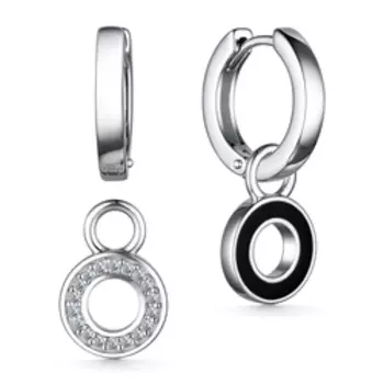 Серебряные серьги-трансформеры с фианитами и эмалью