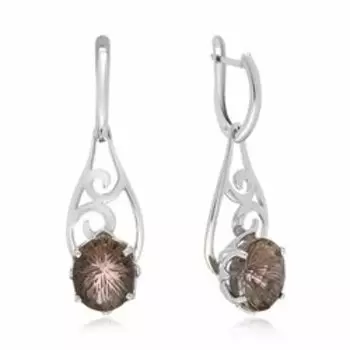 Серебряные серьги-трансформеры с раухтопазами