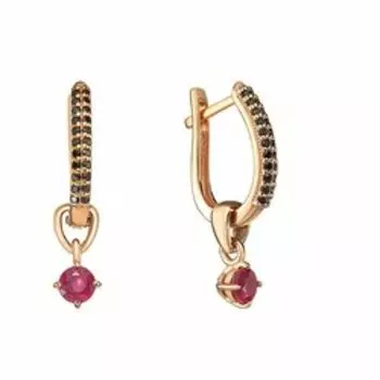 Серебряные серьги-трансформеры с рубинами и шпинелью