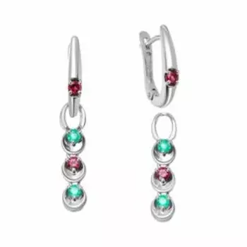 Серебряные серьги-трансформеры с самоцветами