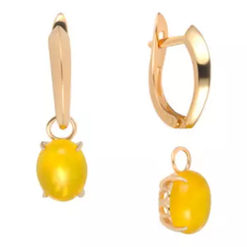 Серебряные серьги-трансформеры с желтыми халцедонами