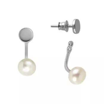 Серебряные серьги-трансформеры с жемчугом