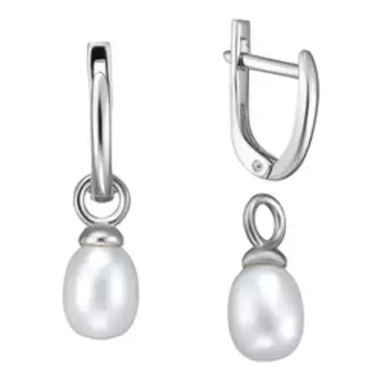 Серебряные серьги-трансформеры с жемчугом