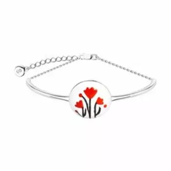 Серебряный браслет с эмалью "Тюльпаны"