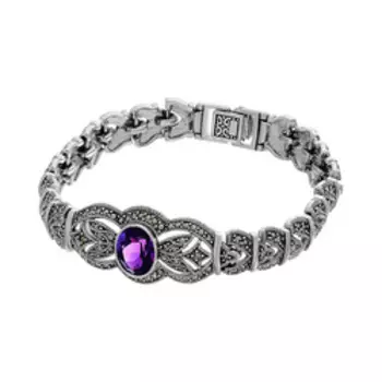 Серебряный браслет с аметистом и марказитами