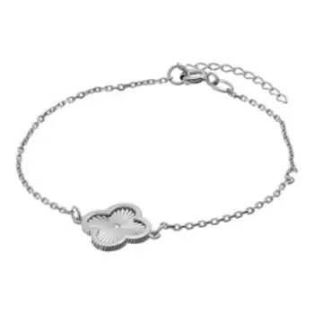 Серебряный браслет с фианитом "Клевер"