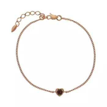 Серебряный браслет с гранатом плетение "Панцирное" "Сердце"