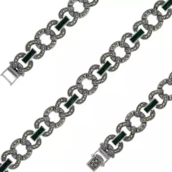 Серебряный браслет с хризопразами и марказитами