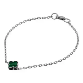 Серебряный браслет с малахитом "Клевер"