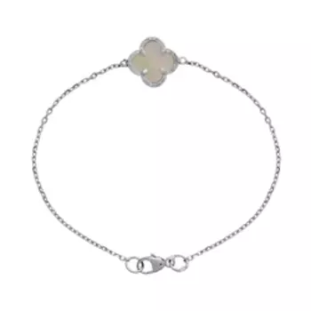 Серебряный браслет с перламутром "Клевер"