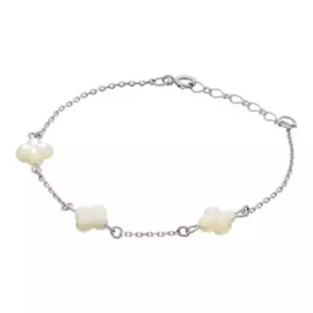 Серебряный браслет с перламутром "Клевер"