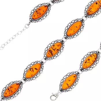 Серебряный браслет с янтарем