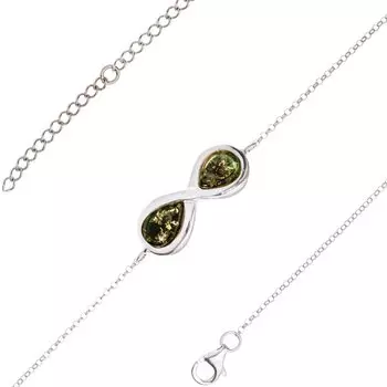 Серебряный браслет с янтарем