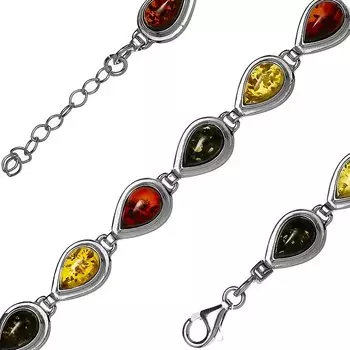 Серебряный браслет с янтарём