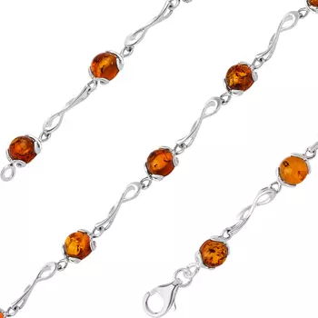 Серебряный браслет с янтарём