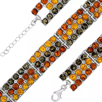 Серебряный браслет с янтарём