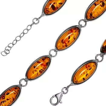 Серебряный браслет с янтарём