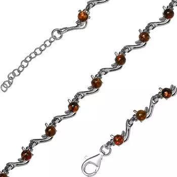 Серебряный браслет с янтарём