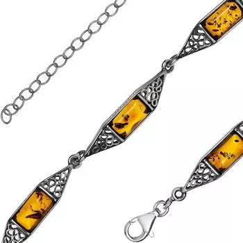 Серебряный браслет с янтарём