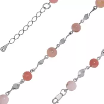 Серебряный браслет с натуральным розовым опалом