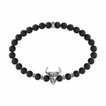 Серебряный браслет с вулканической лавой