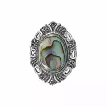 Серебряный кулон-брошь с марказитом