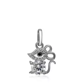 Серебряный кулон с цирконием "Мышка"