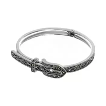 Серебряный жесткий браслет с марказитами