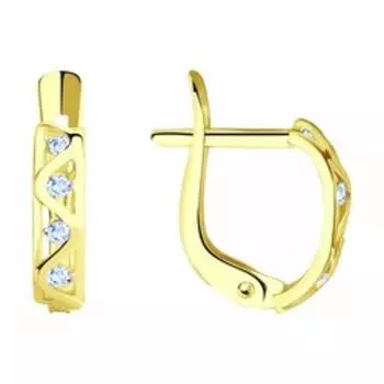 Желтые серьги с фианитами