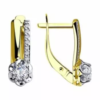 Желтые серьги с фианитами