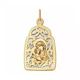 Золотая подвеска "Божья Матерь Владимирская"
