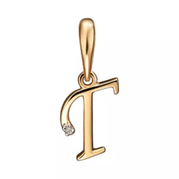 Золотая подвеска-буква "Г" с бриллиантом
