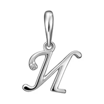 Золотая подвеска-буква "И" с бриллиантом