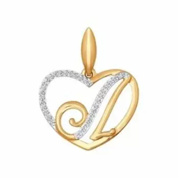 Золотая подвеска-буква "Л" с фианитами