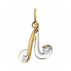 Золотая подвеска-буква "Л" с фианитом