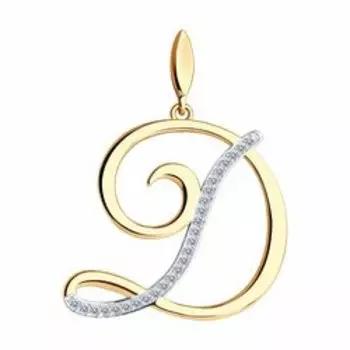 Золотая подвеска-буква с фианитами "Д"