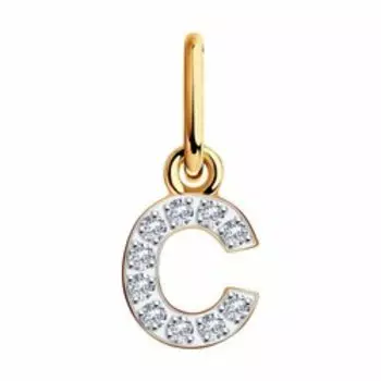 Золотая подвеска-буква с фианитами "С"