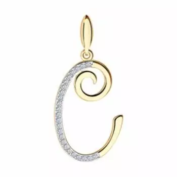 Золотая подвеска-буква "С" с фианитами