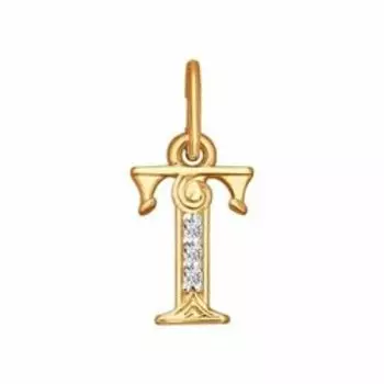 Золотая подвеска "Буква Т"