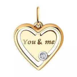 Золотая подвеска фианитами "Сердце"