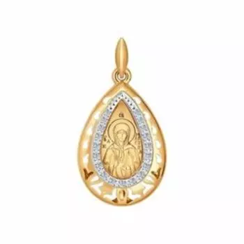 Золотая подвеска-иконка с фианитами «Святая блаженная Матрона Московская»