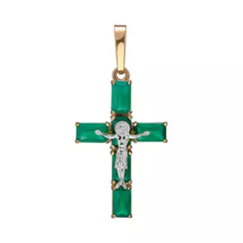 Золотая подвеска-крест с агатами