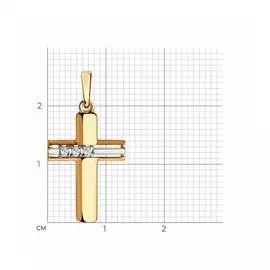 Золотая подвеска-крест с фианитами