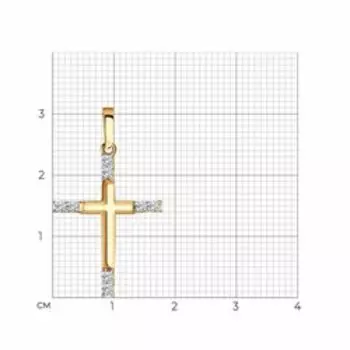 Золотая подвеска-крест с фианитами Swarovski