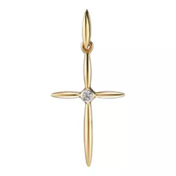 Золотая подвеска-крест с кубическим цирконием