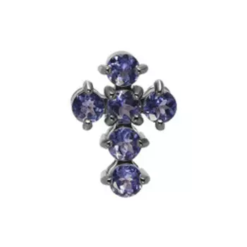 Золотая подвеска-крест с танзанитами