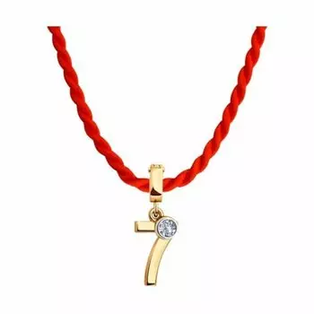 Золотая подвеска на шнурке c фианитами