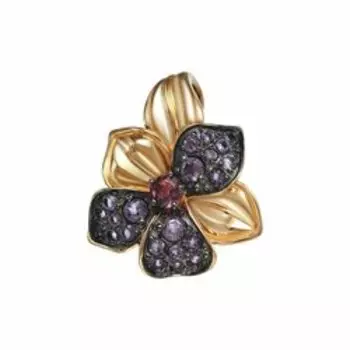 Золотая подвеска с аметистами и гранатом "Цветок"